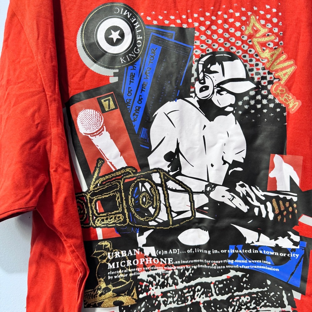 Extreme Zone Mens Red Graphic T Shirt Urban Microphone Hip Hop Rap XXL - Picture 2 of 3